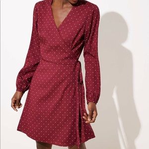 NWOT LOFT Size 0 Red Star Wrap Dress